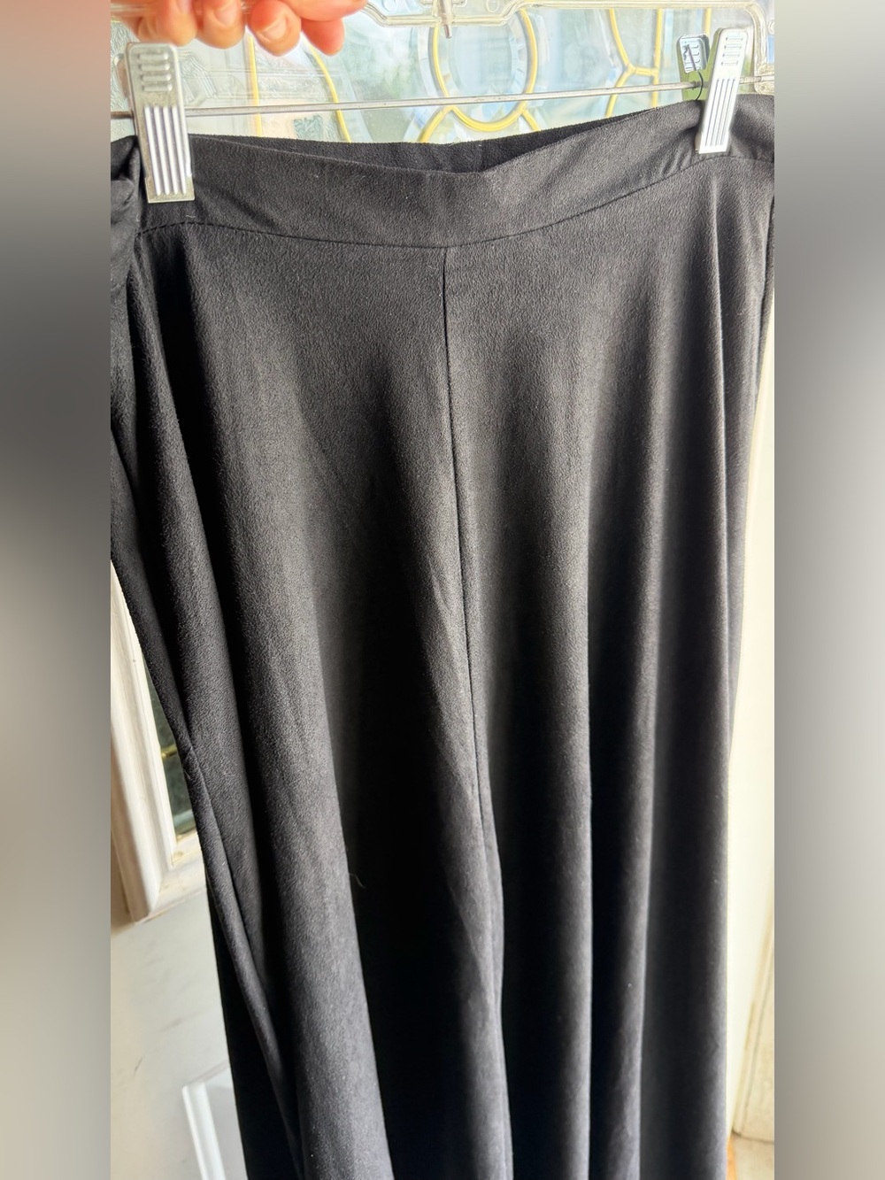 Batik Black Faux Suede A-Line Midi Skirt Sz 38 - Picture 8 of 12